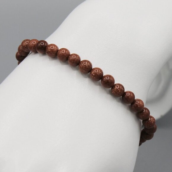 Jewelry bracelet gold sandstone natural stone bead beaded stretch brand new - Picture 3 of 7